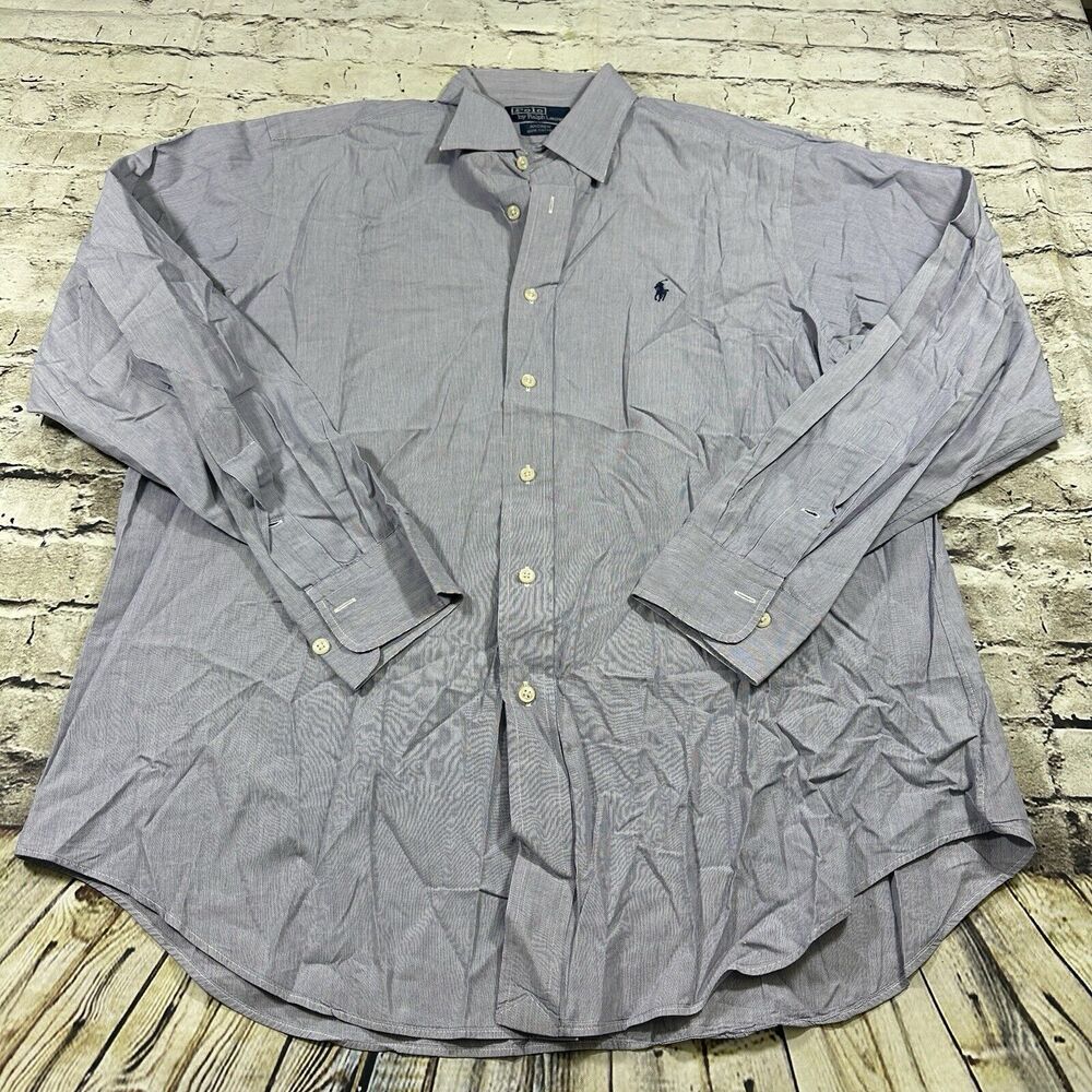 Polo by Ralph Lauren Shirt Mens 16.5” 34/35 Blue Andrew Long Sleeve Button Up